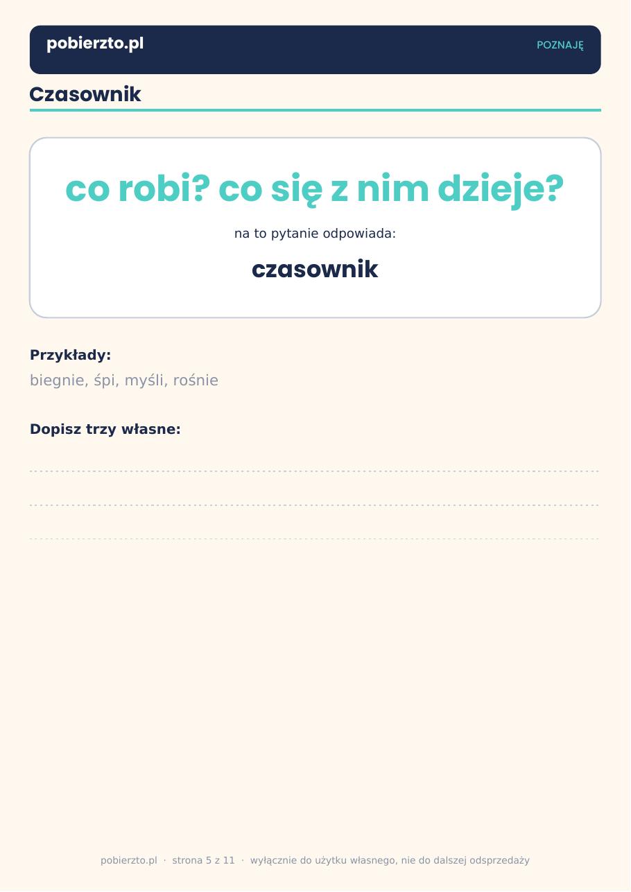 Części mowy — przymiotnik, karta ćwiczeń