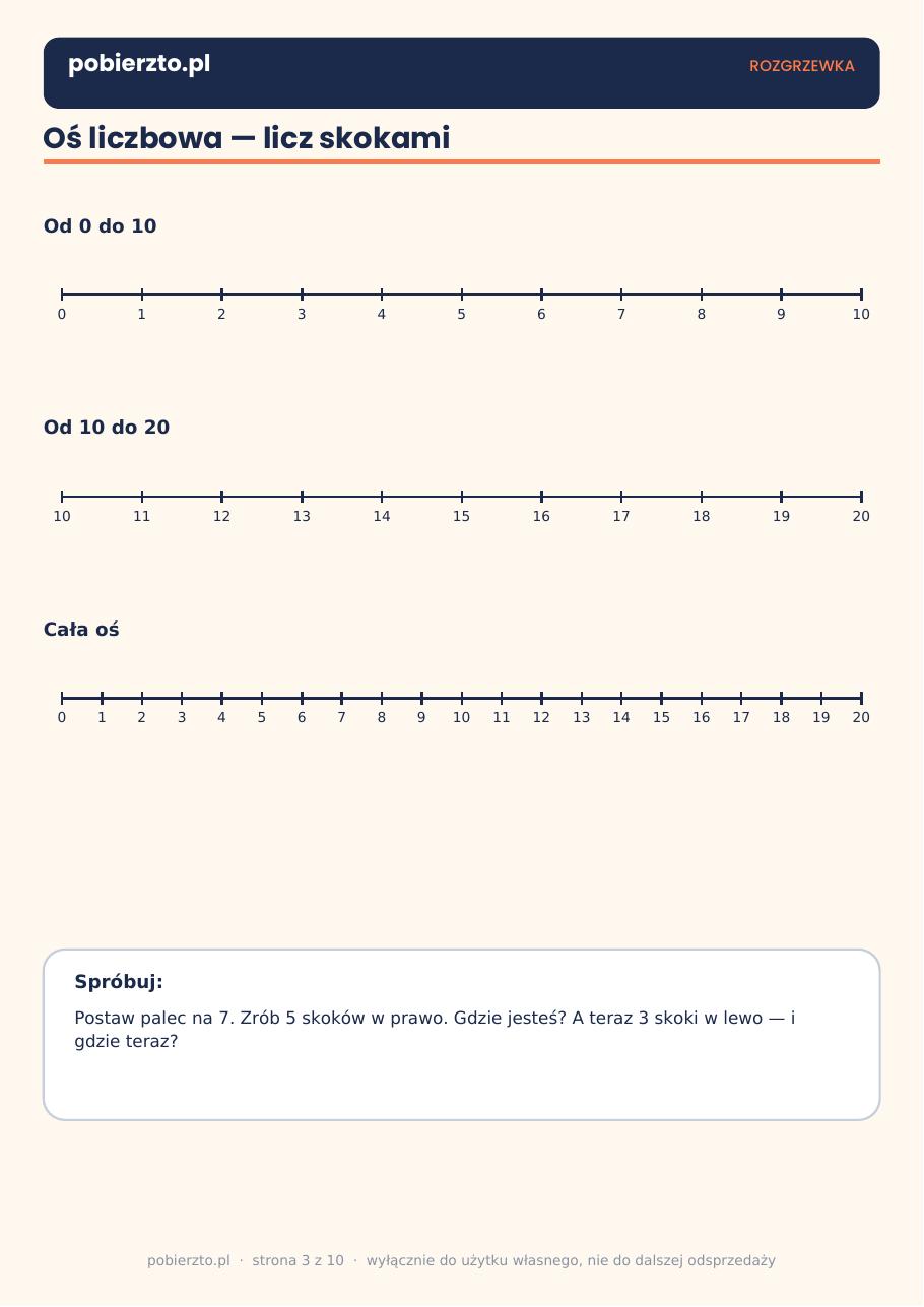Dodawanie do 20 — podgląd strony z zestawu PDF