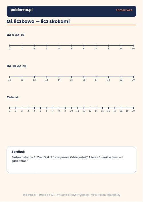 Dodawanie do 20 — podgląd strony z zestawu PDF