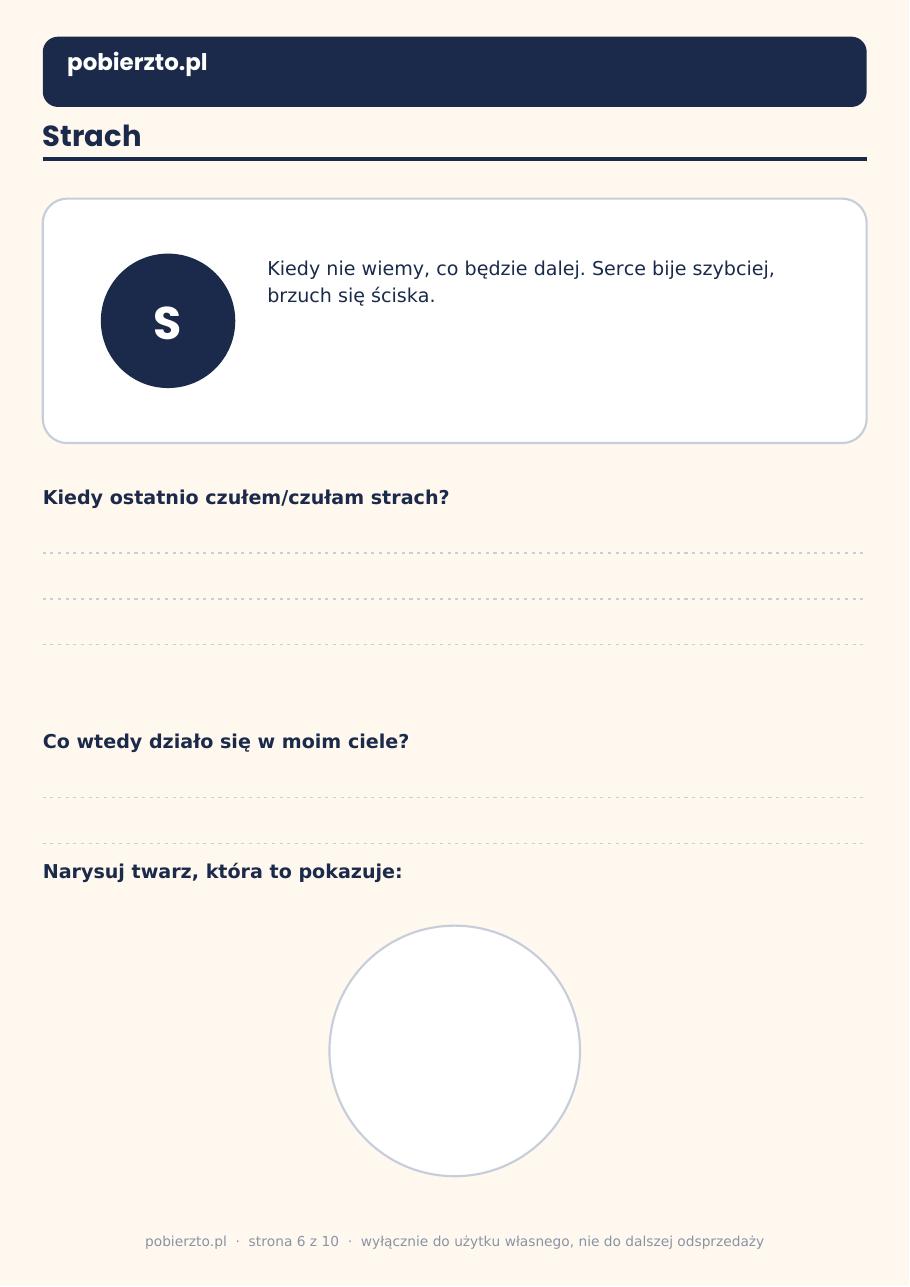Emocje — miejsce na narysowanie twarzy