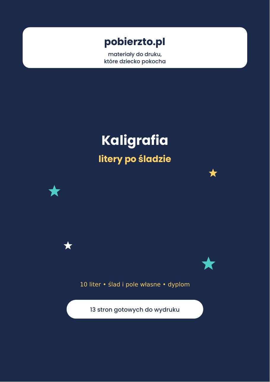 Kaligrafia — Litery po Śladzie, okładka zestawu PDF do druku