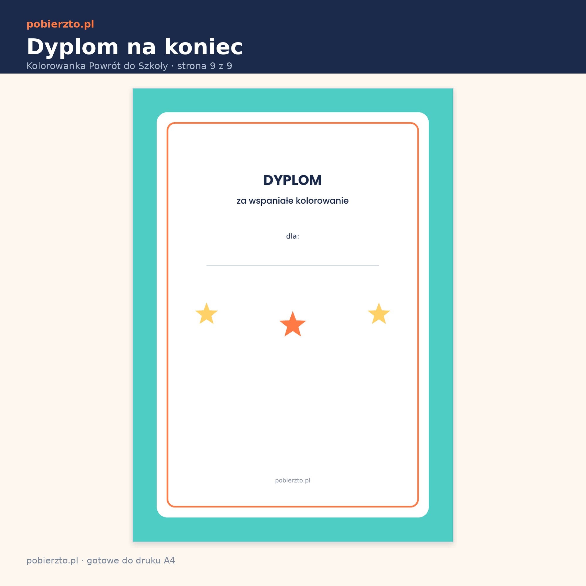 Dyplom dla dziecka na końcu zestawu
