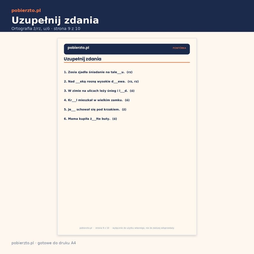 Ćwiczenie — uzupełnij zdania