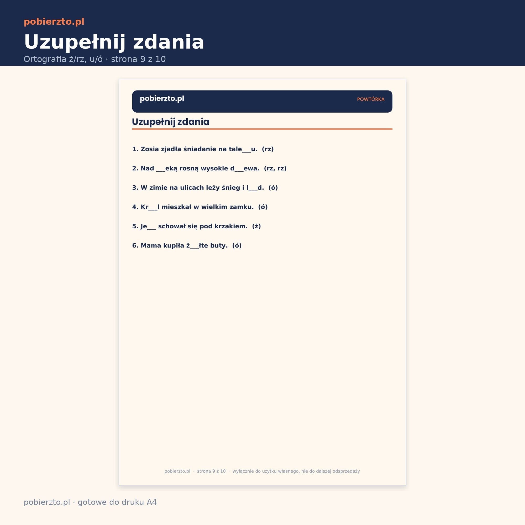 Ćwiczenie — uzupełnij zdania