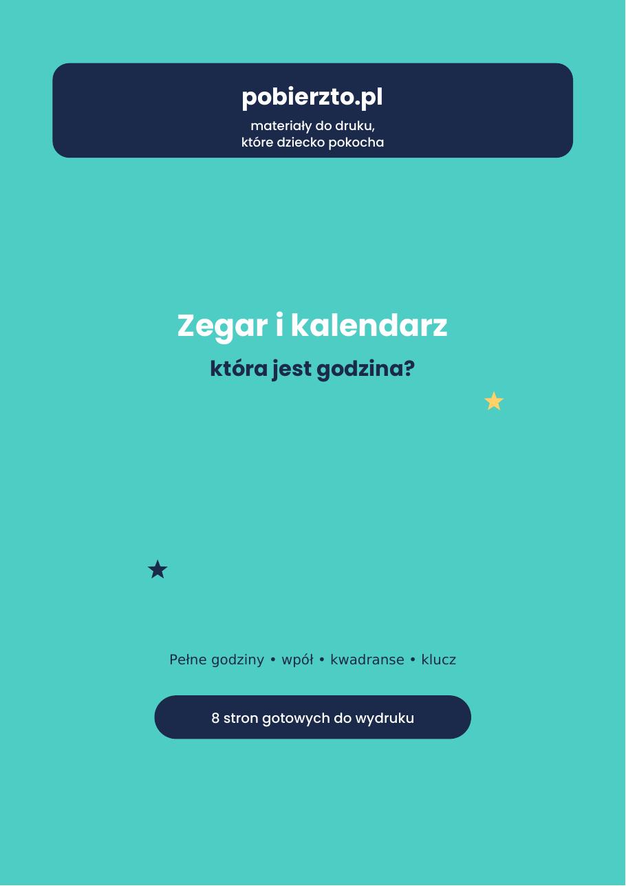 Zegar i Kalendarz — Która Jest Godzina, okładka zestawu PDF do druku